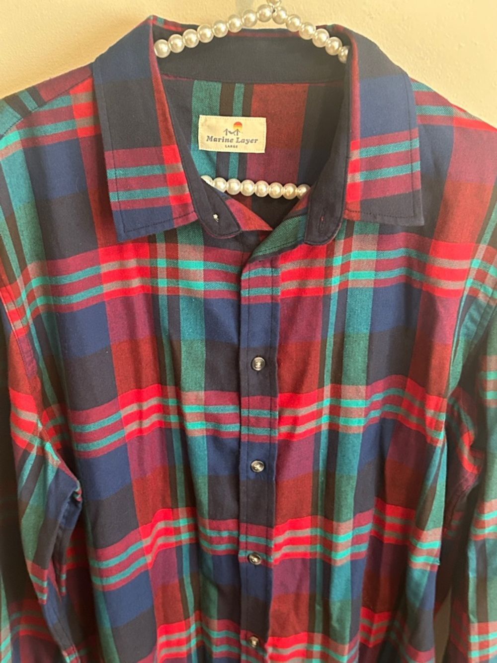 Marine Layer Mens Plaid Long Sleeve Button Down Casual Shirt Multi Color Large L